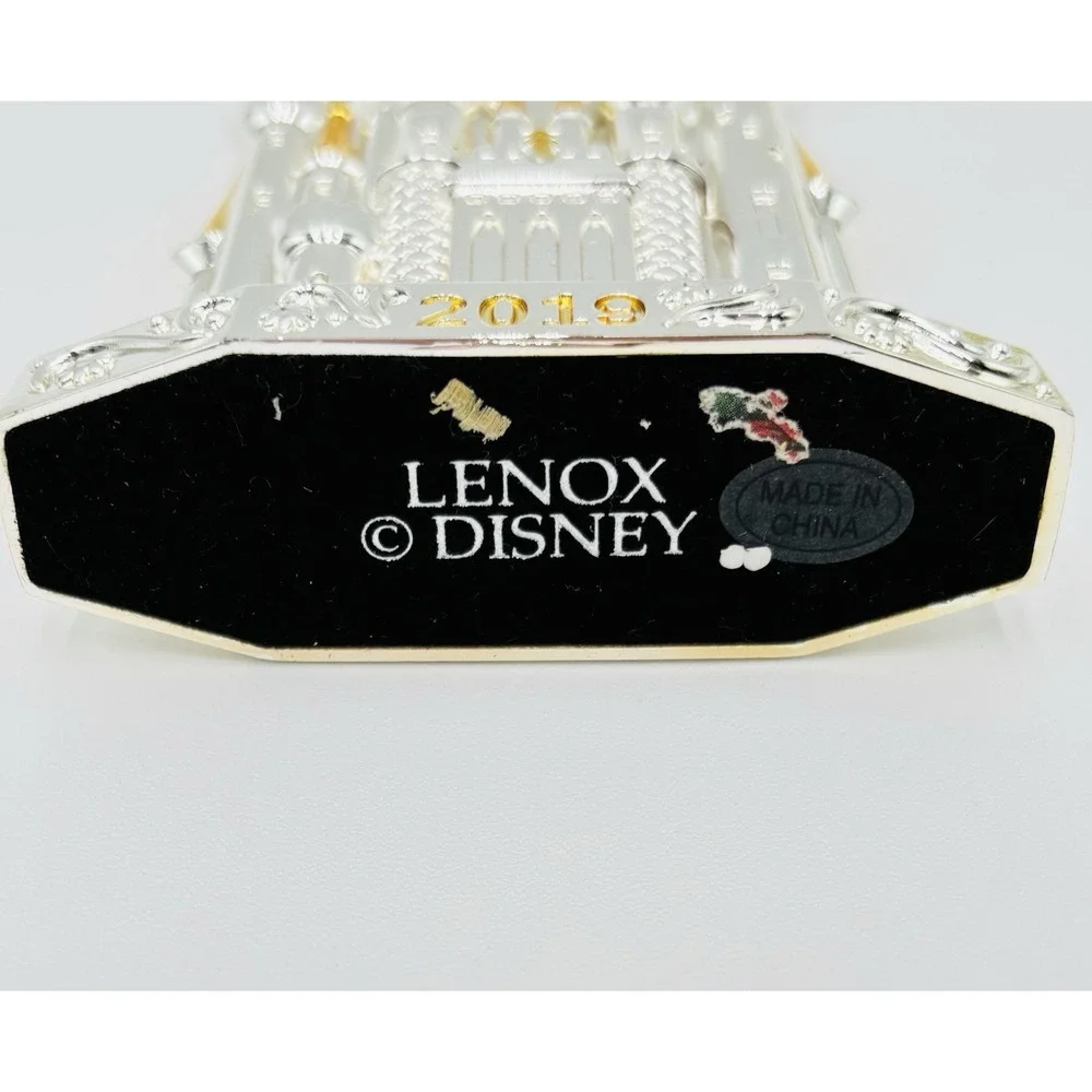 Lenox Disney Castle Ornament 2019 Silver Gold Tone Christmas w Tassel‎